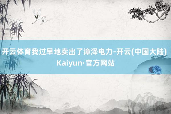 开云体育我过早地卖出了漳泽电力-开云(中国大陆) Kaiyun·官方网站