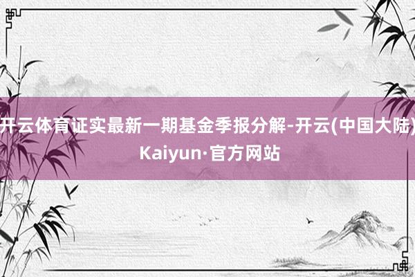 开云体育证实最新一期基金季报分解-开云(中国大陆) Kaiyun·官方网站